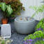 18" Solar Garden Bubbler Waterfall Fountain with LED Lights & Pump, Spherical Basin Fountain  for patio, deck & yard, Grey