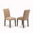 7 Piece Modern Dining Table Set Consist of a Round Wooden Table with Pedestal and 6 Light Sable Linen Fabric Parsons Dining Chairs, Distressed Jacobean-46498629-46498634