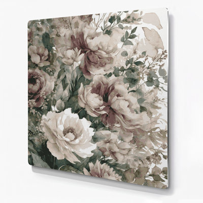 Aquarelle florale, art mural gris en métal 7
