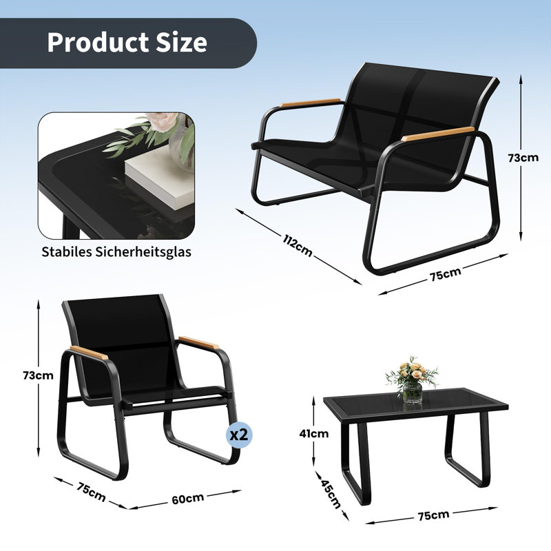 112cm Wide Patio Sectional Set