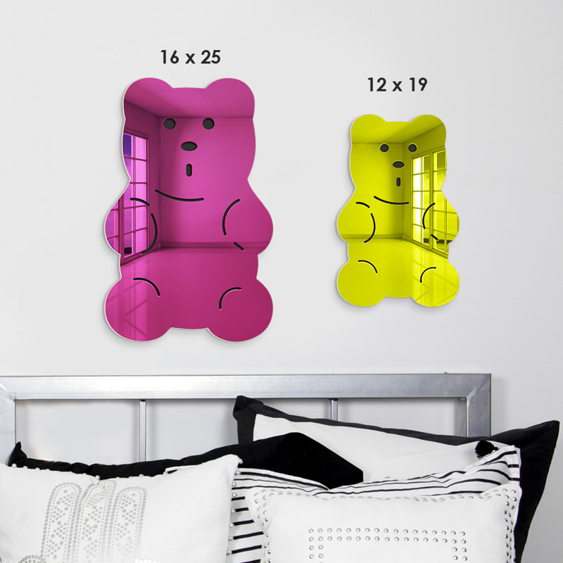 Gummy Bear Candy Mirror Wall Decor, 19" H x 12" W x 1" D, Pink