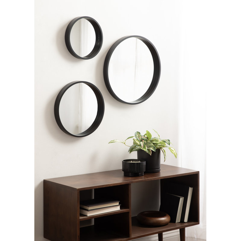 Ensemble de miroirs muraux modernes Travis, Noir, noir, noir, noir