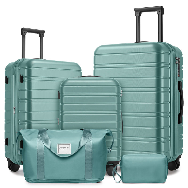 Ensemble de 6 valises avec sacs de voyage, valises rigides extensibles avec roulettes