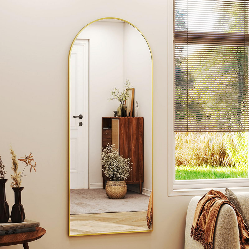 56"x21" Arched Full Length Mirror Floor Mirrors, Black