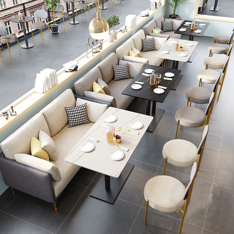 Banc rembourré Casual Cafe, Blanc cassé/gris foncé