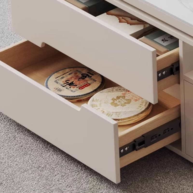 Table basse légère et luxueuse, Blanc / Blanc, H 21,65 po x L 51,18 po x l 27,55 po