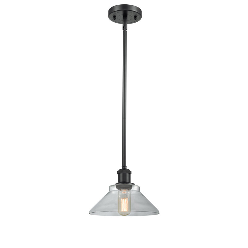 Luminaire suspendu conique 1 lumière Newton St Loe, Noir mat, Ampoule DEL 6 watts Vinage, Transparent