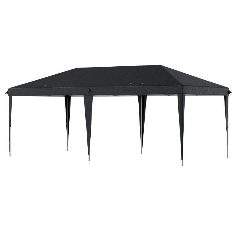 Tente à auvent escamotable 10 pi x 20 pi Outsunny, Noir, Noir