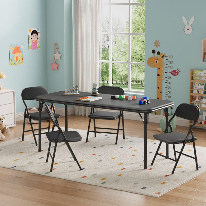 Table pliante rembourrée en polyuréthane ultra doux pour enfants - structure en acier durable, pieds antidérapants, sans assemblage - portable