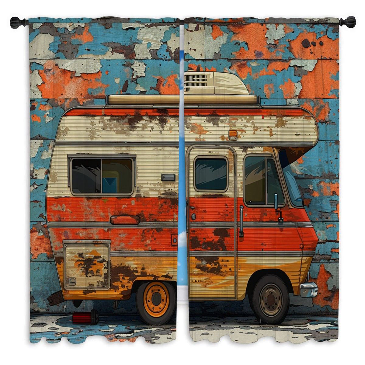 Camper Van Window Curtains Travel Adventure Vehicle Drapes - 2 Panels East Urban Home Size per Panel: 40\, image size:1200x1200