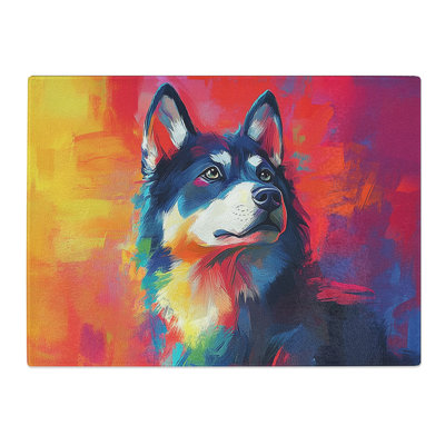 Husky Dog Vision  Glass Chopping Board