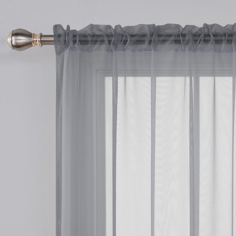 Voilage large avec passe-tringle, L 100 po x L 108 po, Gris foncé