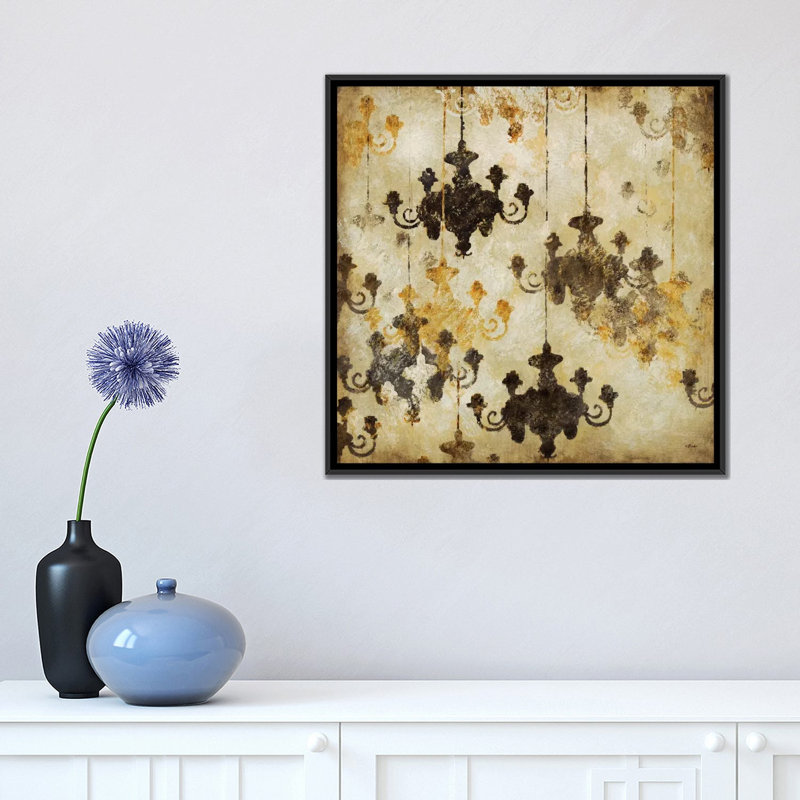 « raffinée i », impression sur toile, H 18 po x l 18 po x P 1,5 po, Toile avec cadre noir, Pas de tapis