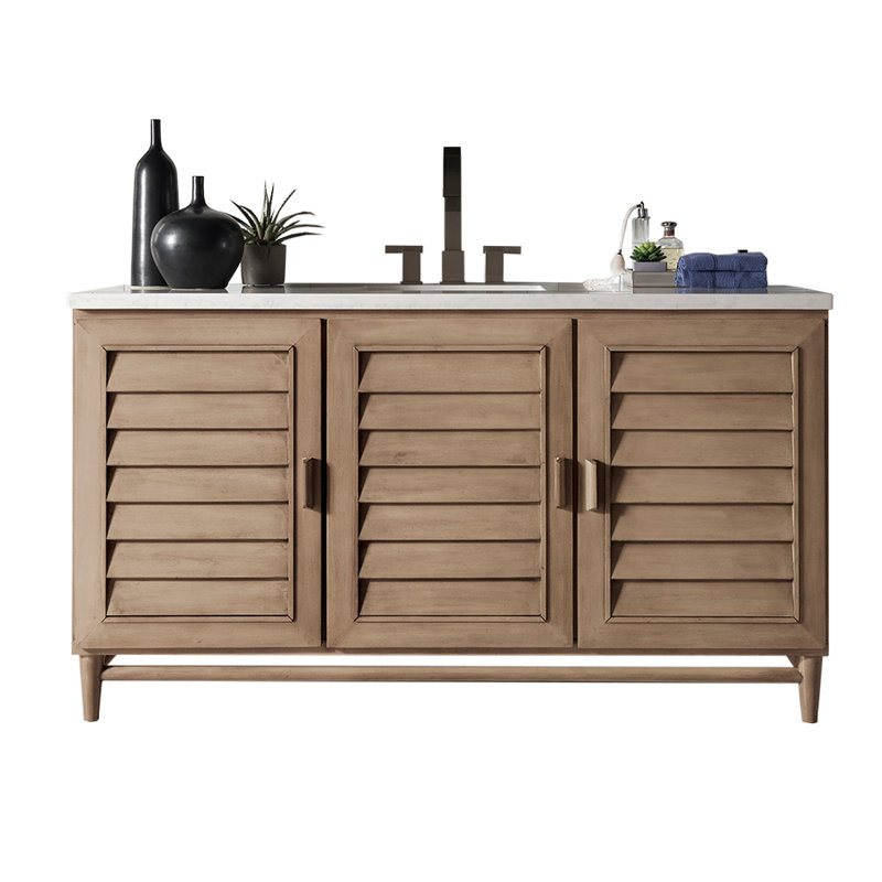 Portland 60'' W Single Vanity, Carrara White, 8" Widespread