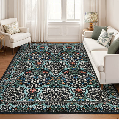 Floral Machine Printed Area Rug