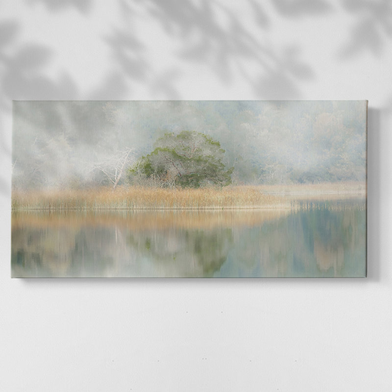 Silent Morning River - Toile tendue avec châssis - Prêt à accrocher, H 24 po x l 48 po