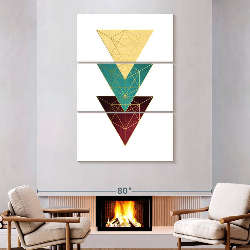 Avery Teal Yellow Burgundy III, 74" H x 48" W