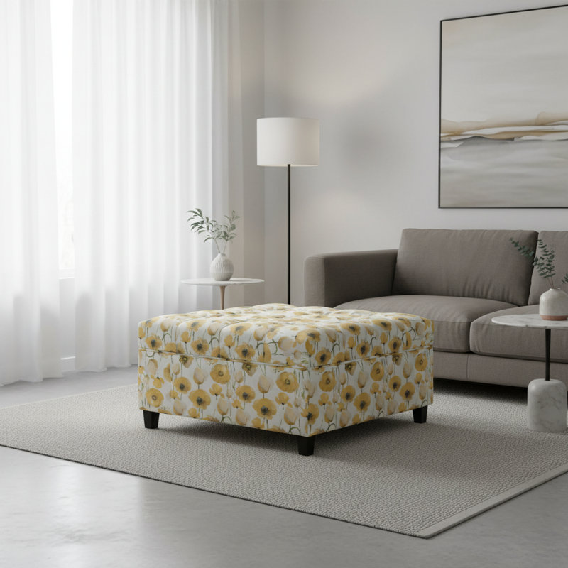 Repose-pieds avec rangement à motif floral et accents dorés | Idée de cadeau