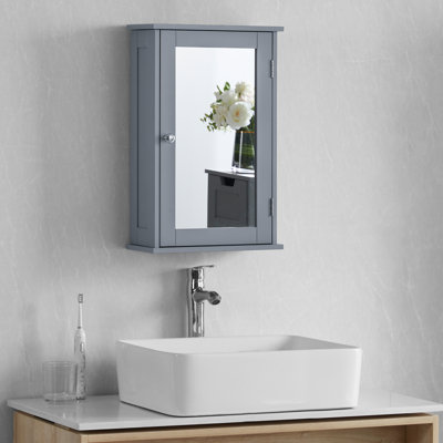 Kennedy 340 34 mm W 530 mm H Wall Mounted Mirrored Bathroom Cabinets Shelves with Mirror