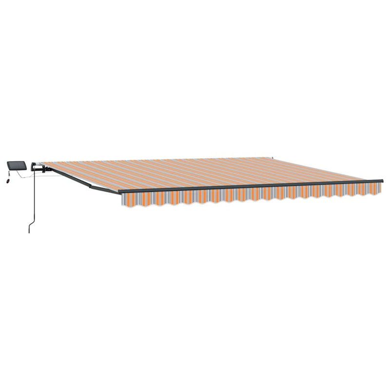 VidaXL Fabric Cover Retractable Patio Awning, 165cm H x 400cm W x 350cm D, Striped, Orange/Grey