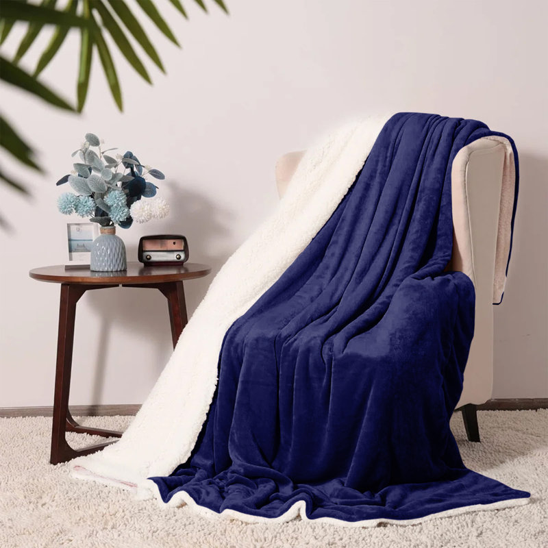 Couverture en molleton doux Microplush, Lit simple, Marine
