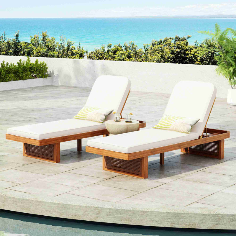 2 Pieces Outdoor Lounge Chair with Cushion, 2