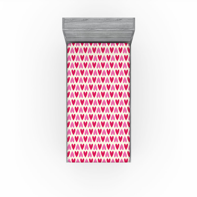 Drap-housse rose et blanc Ambesonne, Drap-housse de taille simple