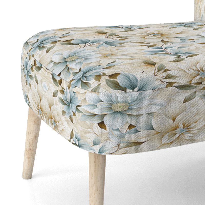 Chaise d'appoint rembourrée blanche Mandalas Chrysanthemum Boho