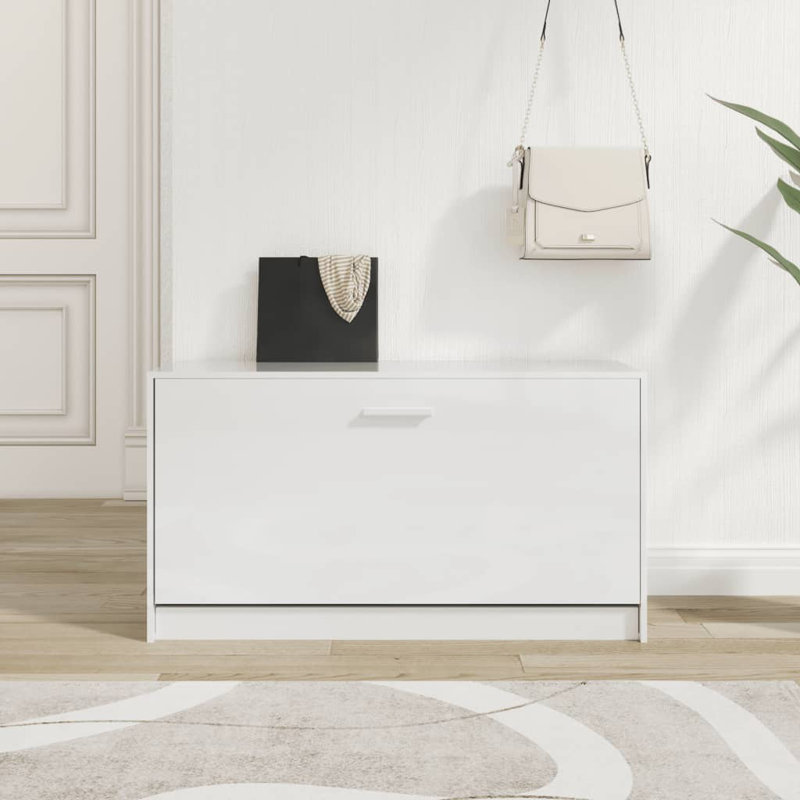 Aubrie Storage Bench, High Gloss White