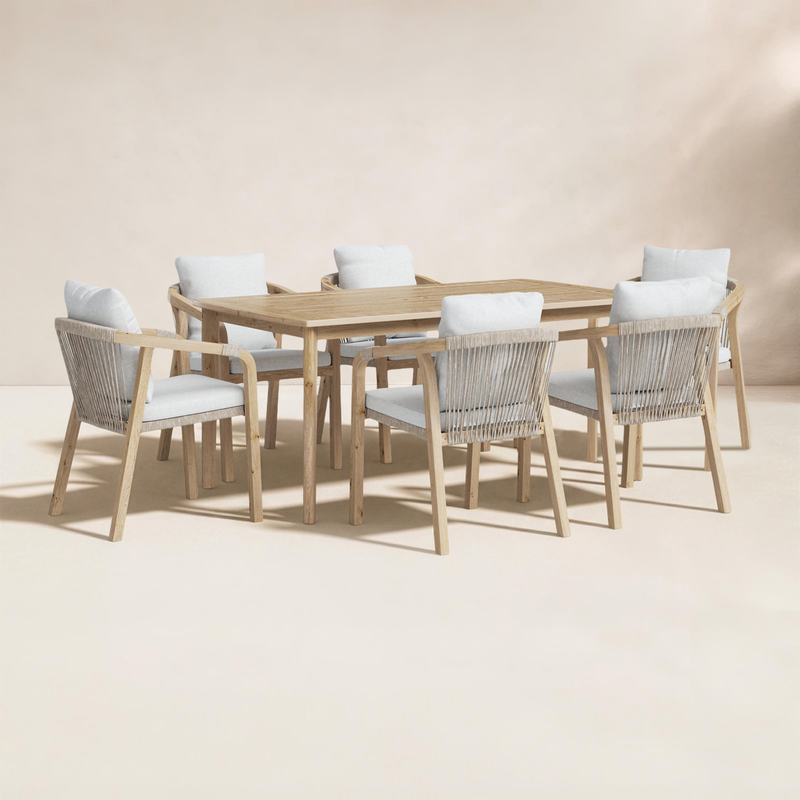 Naila 67" Acacia Patio Dining Set, Beige
