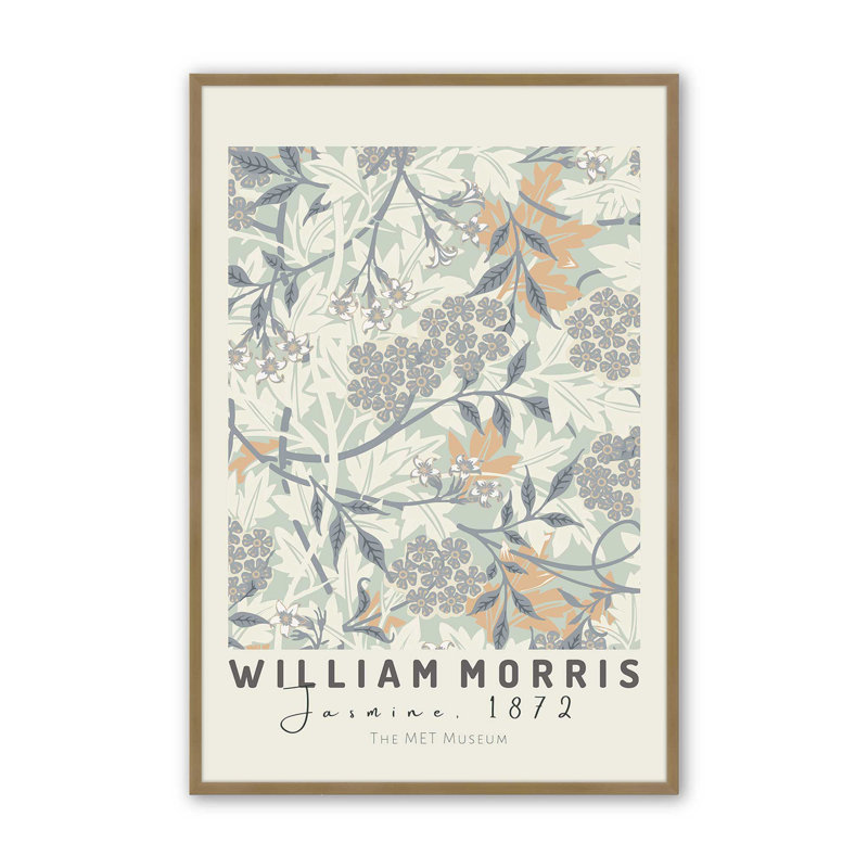 «Beige Jasmine» par William Morris, reproduction, Cadre pour photo simple or brossé, H 15,25 po x l 12,25 po