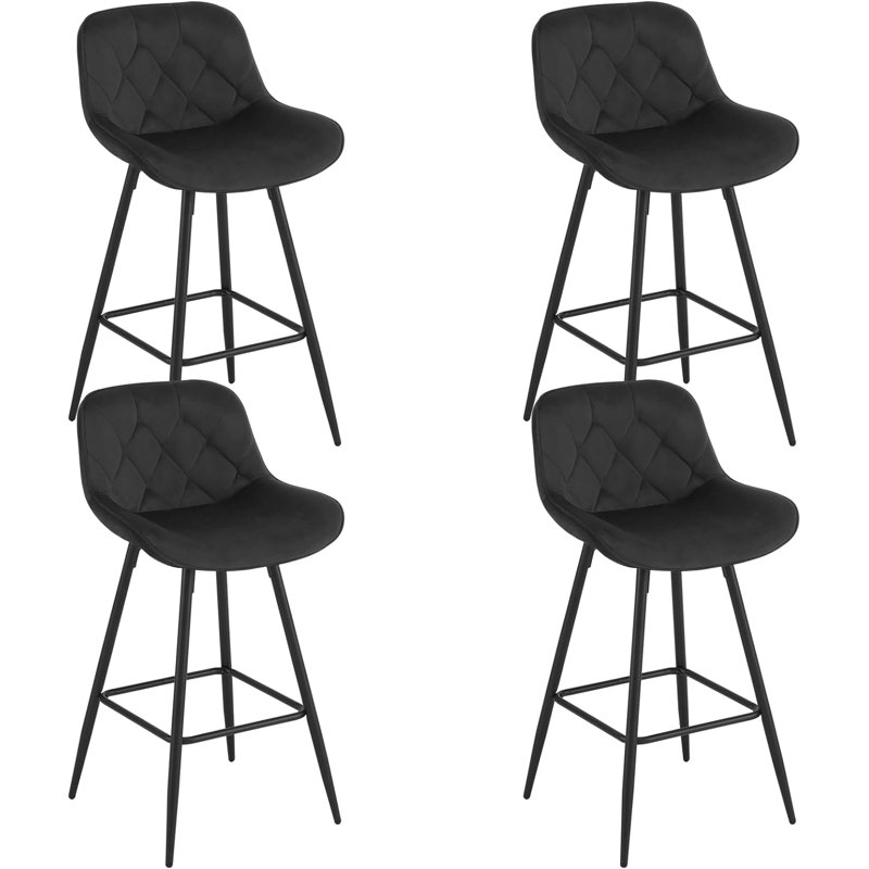 Agna Upholstered Counter Stool with Metal Frame, Black, 4