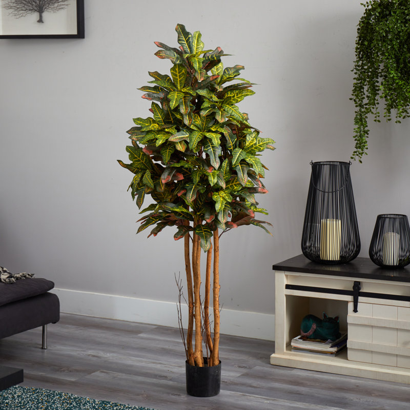 Bambou artificiel Croton en pot, H 60 po