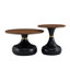 Ensemble de tables basses gigognes abordables de luxe en forme de gourde. Plateau de table en panneau de fibres à densité moyenne noyer avec une base en métal peinte en noir. Ensemble de tables basses deux pièces. Idéal pour le salon et la salle à manger.-1554817124