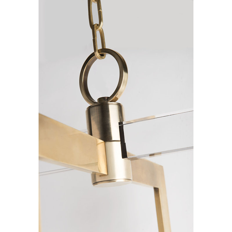 Aged Brass and Acrylic 4-Light Indoor Pendant