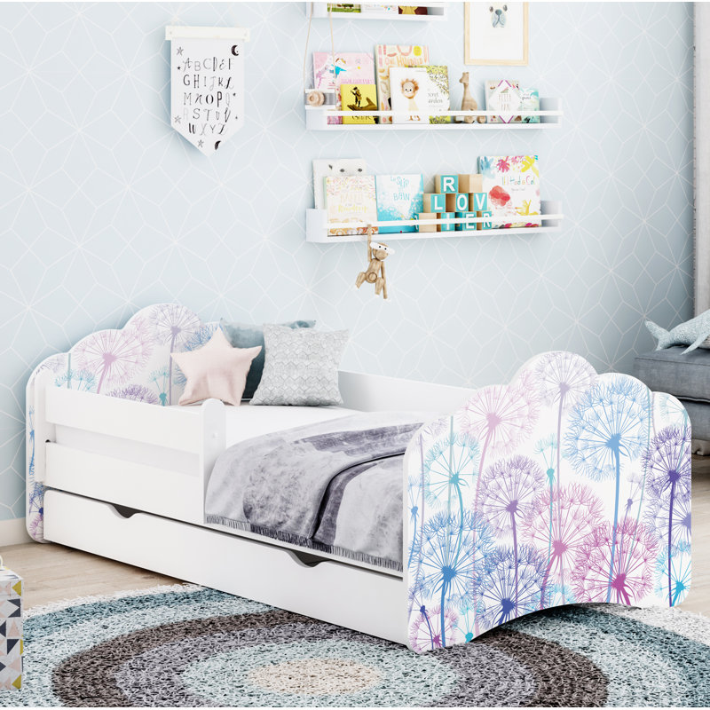 Racine European Toddler Bed Frame with Drawers, White, 56.5 x 70 x 140cm