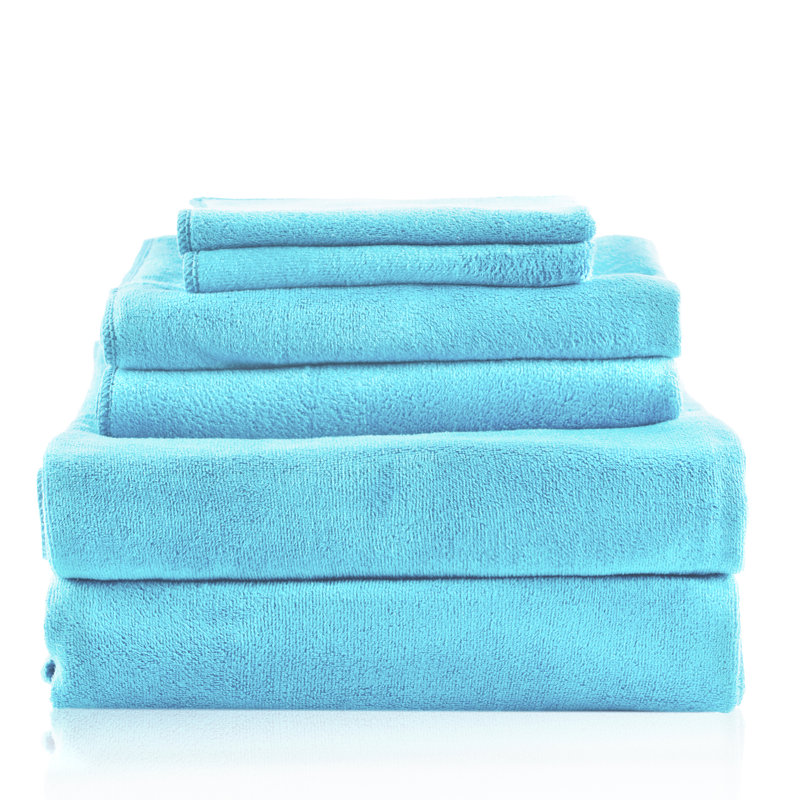Ensemble de 6 serviettes en microfibre Claireville, Bleu lac