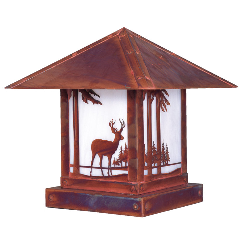Luminaire d'extérieur à 1 lumière Hyler, H 13 po x l 12 po / Filigrane de cerf, Noir satiné, Crème