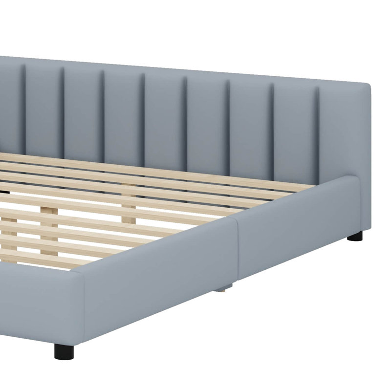 Lit plateforme rembourré offert en grand lit simple TG, Gris