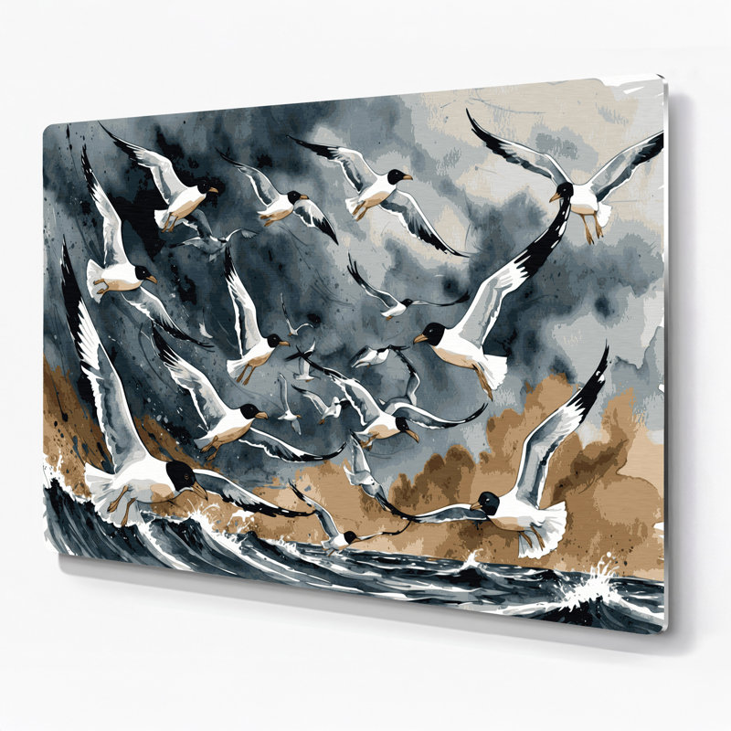 Oiseaux, art mural en métal noir, H 11 po x l 14 po