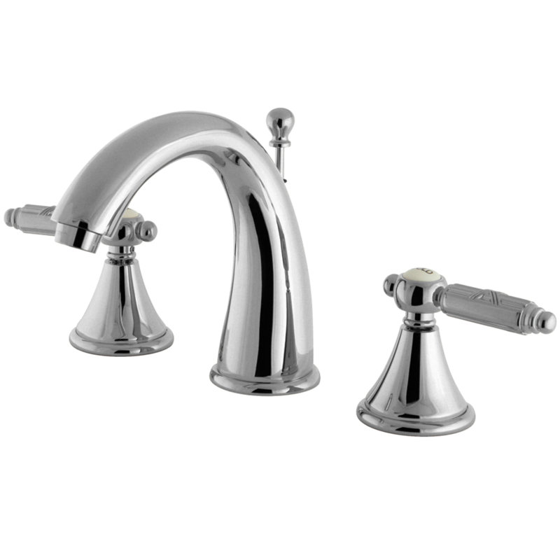Robinet de salle de bain espacé à deux poignées et 3 poignées à fixation sur le comptoir avec bonde escamotable en laiton Kingston