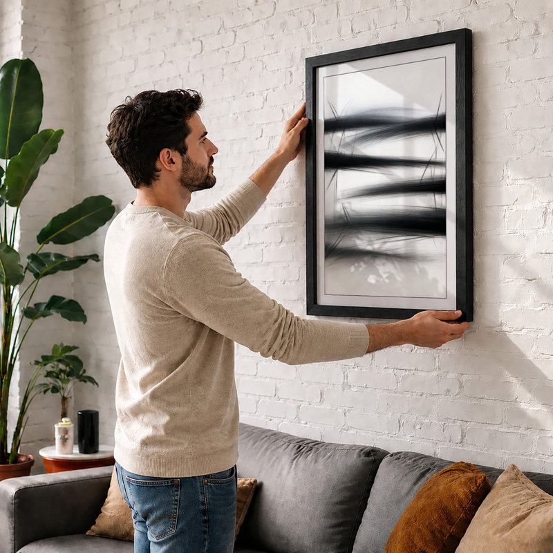 Charcoal Layers Minimalist - Print, A1 - 84.1 x 59.4 cm, White