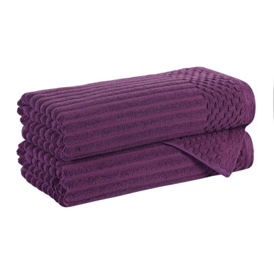 Ruvins Checkered Border Cotton Bath Towel Set