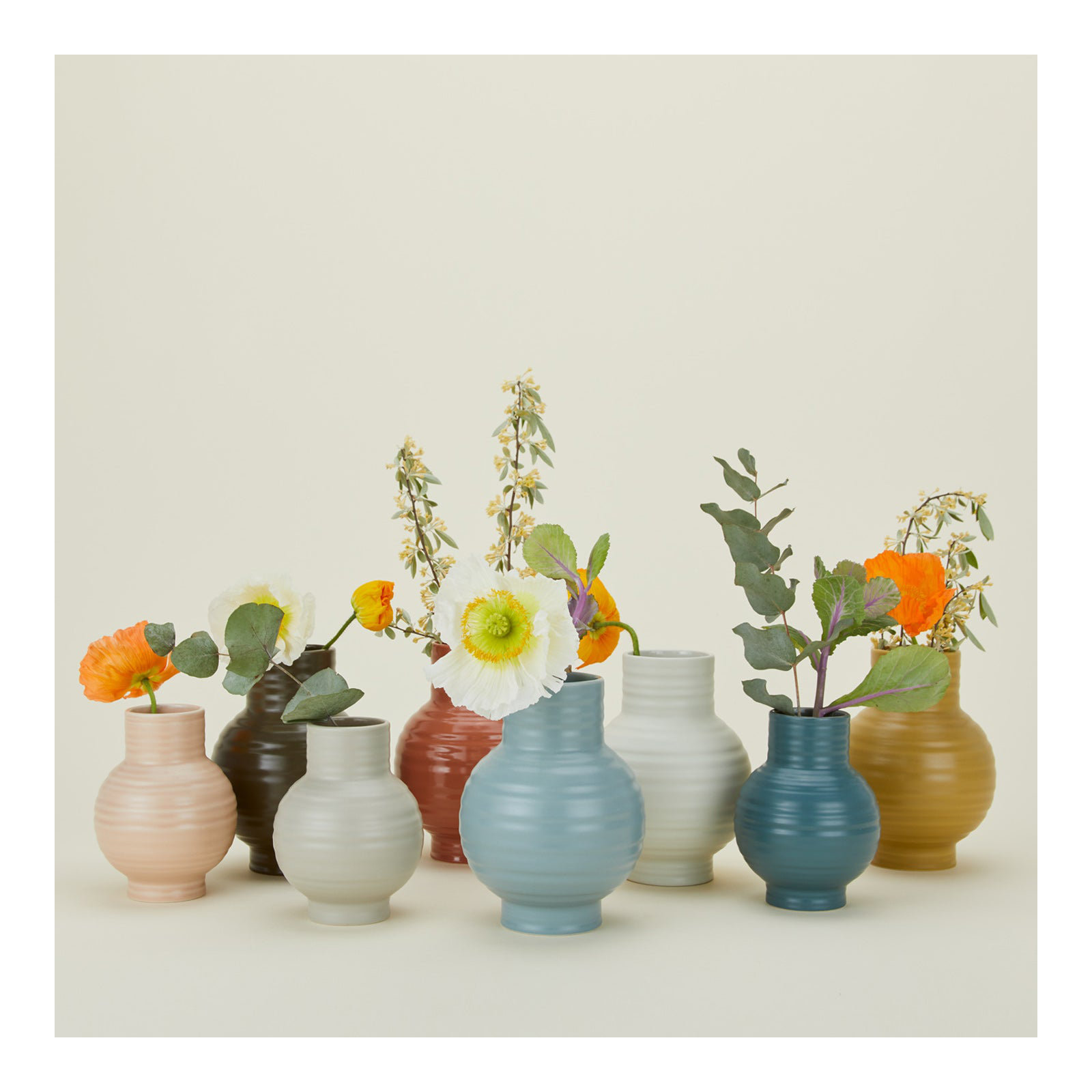 Essential Stoneware Table Vase, Blue, 6" H x 4.5" W x 4.5" D