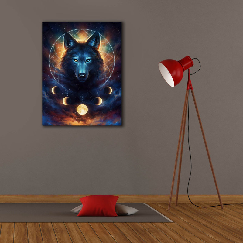 Damber Dream Catcher Wolf par JoJoes Art, H 34 po x l 26 po x P 1,5 po