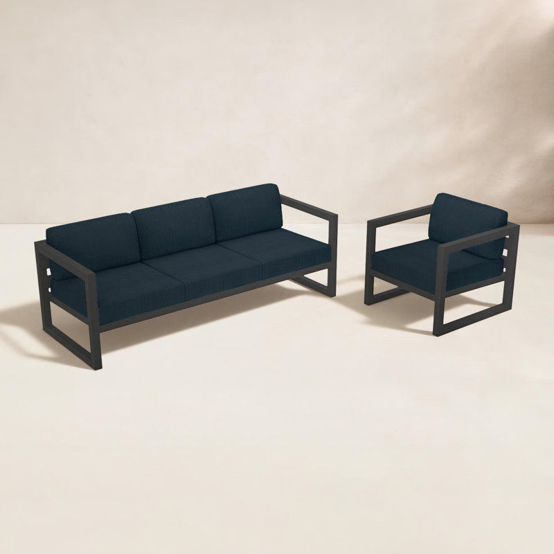 Avion 2 Piece Sofa Set, Spectrum Indigo Sunbrella®, Slate