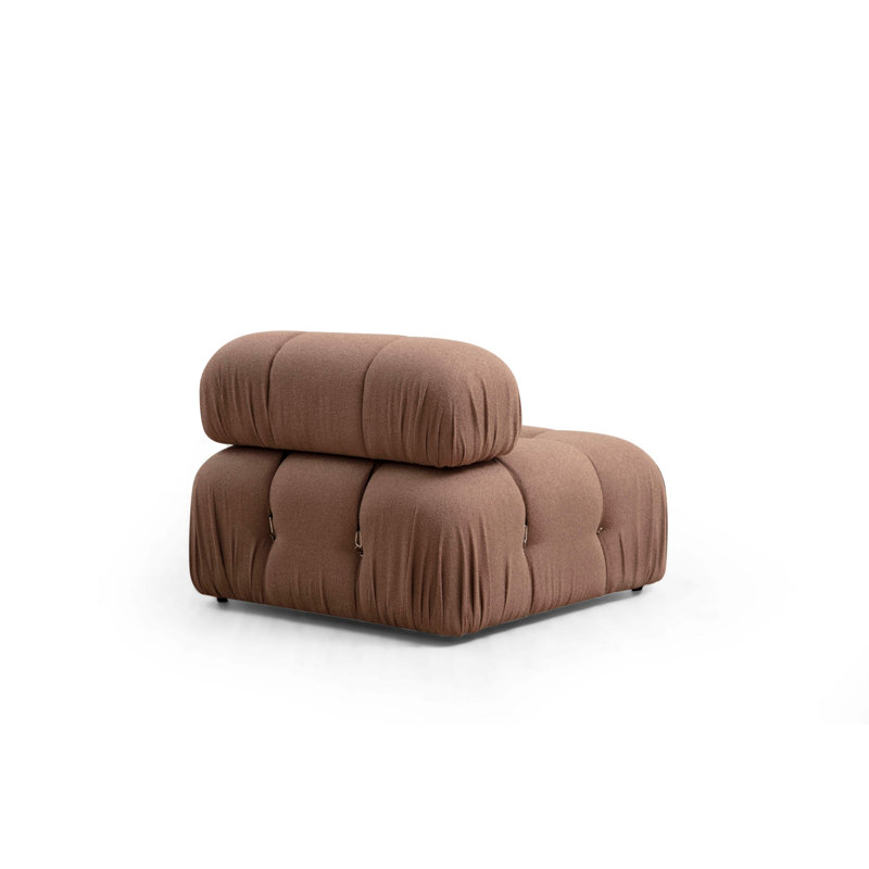 Modern 1-Seat Sofa, Brown, 37.4 x 37.4 x 29.5 inches | Beech Wood & Chipboard Frame, 100% Polyester Fabric, 28 DNS Soft Foam, Detachable Back, Dry-Cleanable, Customizable Modular Design for Scandinavian & Hotel Style