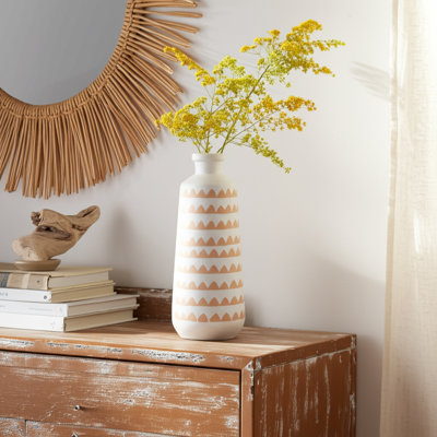Vase Stoneware Ceramic Boho-Inspired Grooved Vertical Line Detailing Handcrafted Decorative Accent Organic Modern Rustic Artisan Crafted Textured Artistic Design Contemporary Home Decor Piece.