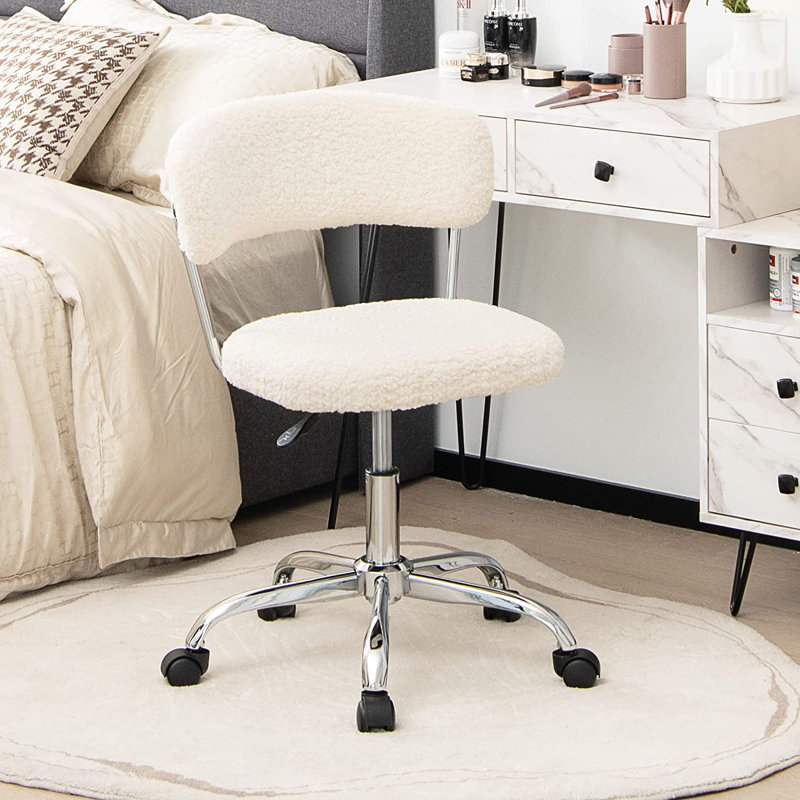Metro Lane Aardhna Polyurethane and Faux Fur Office Chair, White