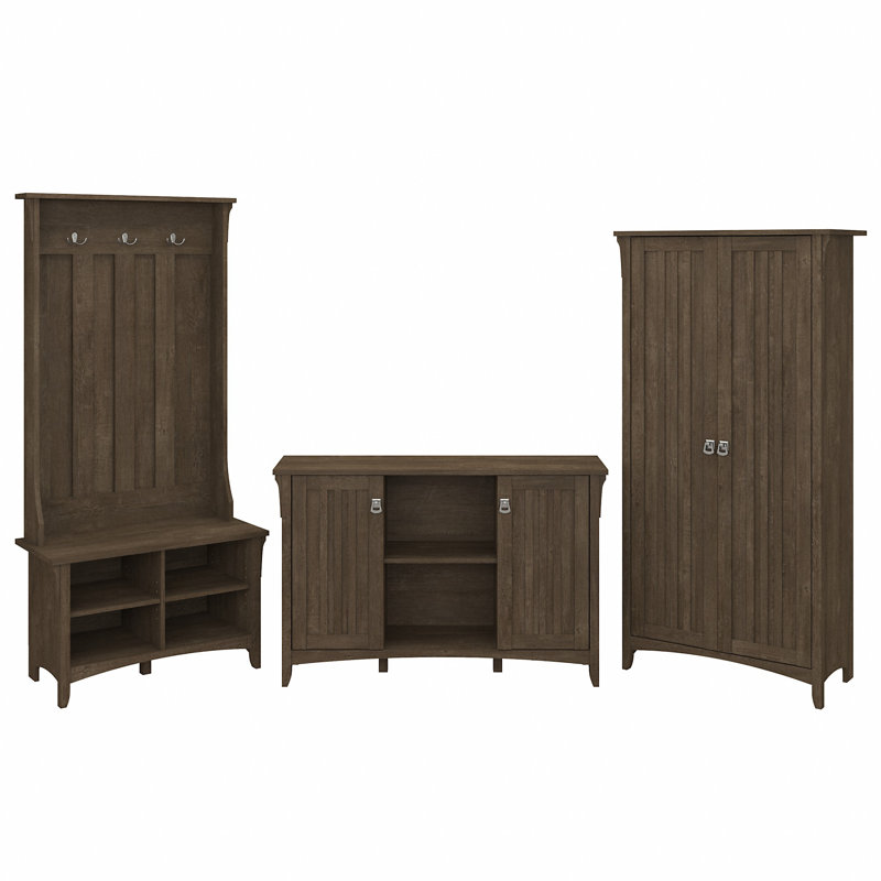 Pernell Hall Tree 46.2'' Wide with Bench and Shoe Storage, Ash brown